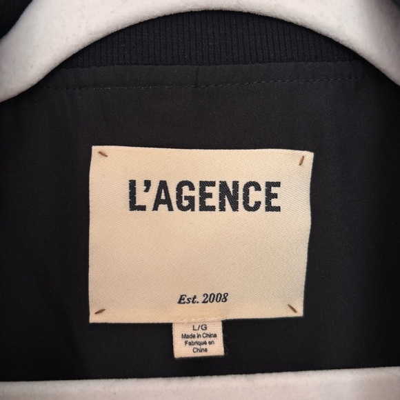 New! L’AGENCE Ollie Cheetah‎ Silk Bomber Jacket Leopard Camel/Black Size Large - Picture 9 of 16